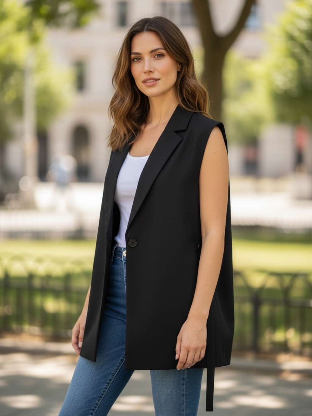 Halogen Black Sleeveless Blazer Vest